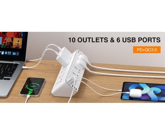 ქსელის ფილტრი LDNIO SC10610 10 2м 2500W 6 USB PD+QC