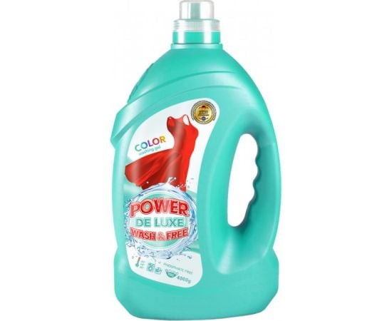 Средство для стирки жидкое Wash&Free Power De Luxe для цветного белья 4 кг