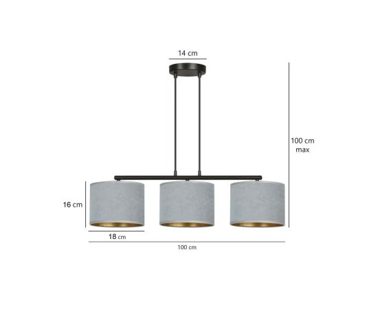 Pendant EMIBIG Hilde 3 E27 3x MAX 60W gray