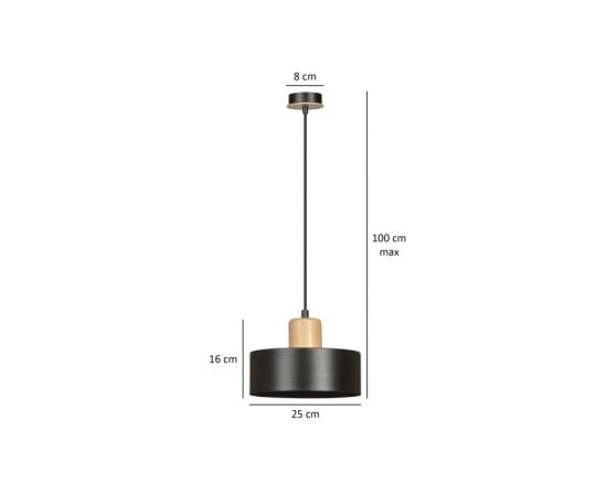 საკიდი EMIBIG Torin 1 E27 1x MAX 60W შავი