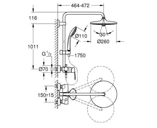 Душевая система Grohe VITALIO JOY 260 27684001 Chrome