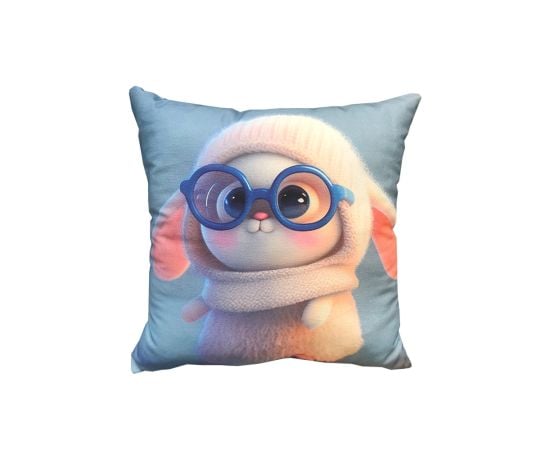 Decorative pillow Home Line 45x45 cm Bunny in glasses