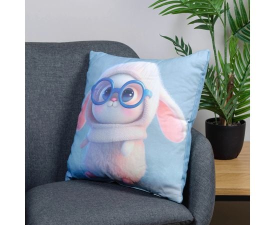 Decorative pillow Home Line 45x45 cm Bunny in glasses