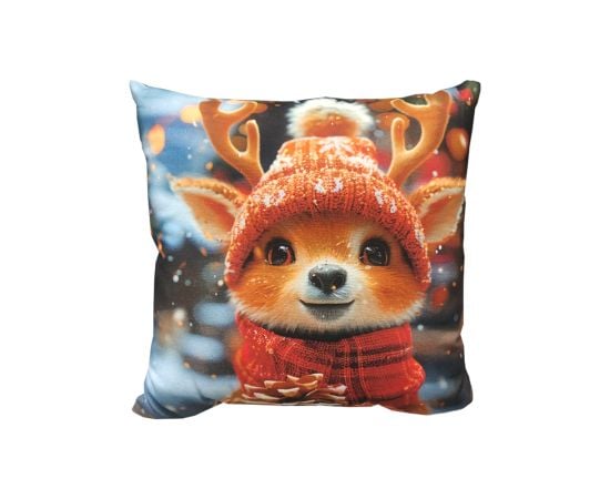 Decorative pillow Home Line 45x45 cm Deer with a gift