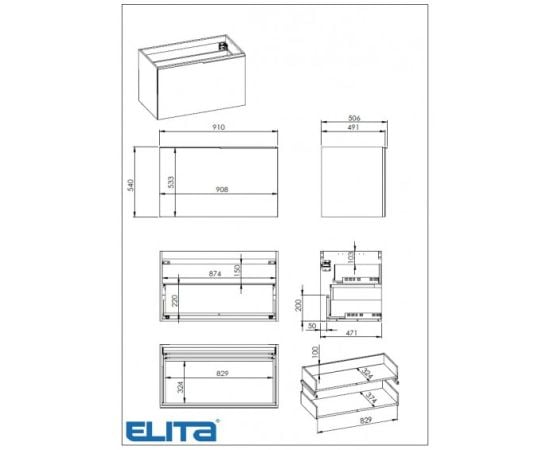 Bathroom furniture Elita GLAM 90 Black Matt