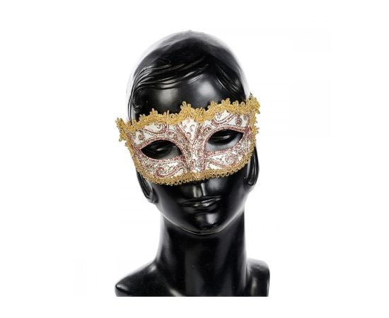 Новогодняя декорация стекло маска GLT TRIM MASK ORN GLD CRM 18см