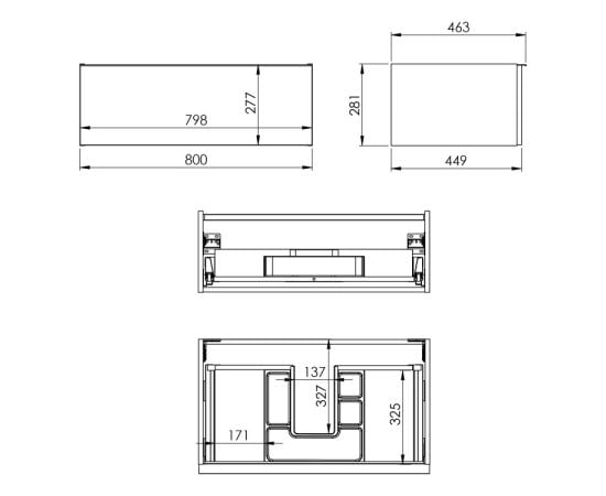 Washbasin hanging cabinet Elita Look 80 1DR HG PDW anthracite