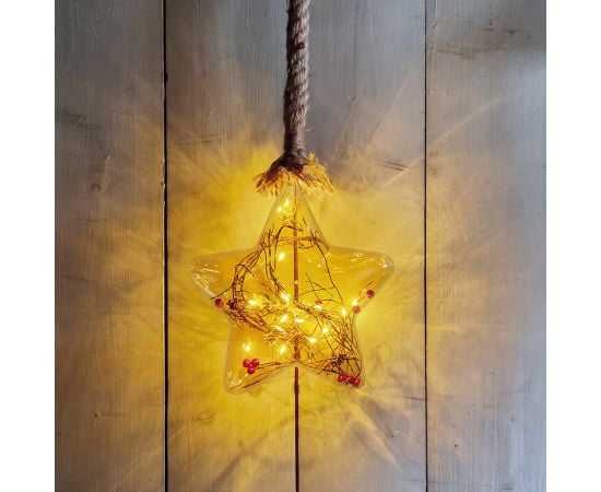 Christmas decoration with glass rope glass star with berries