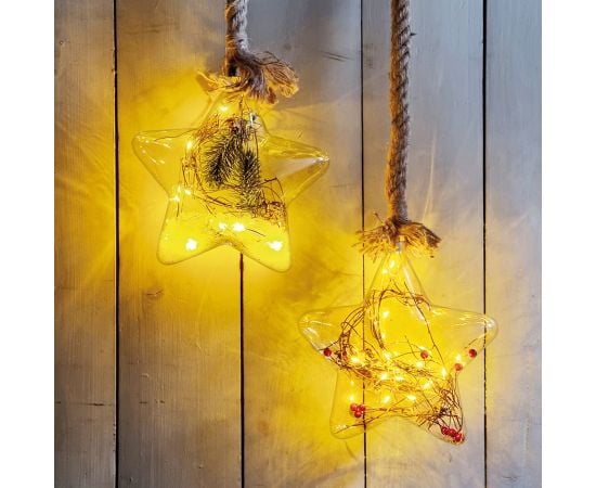 Christmas decoration with glass rope glass star with berries