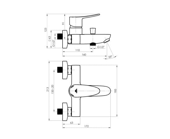 Bathroom mixer RUBINETA STATIC-10/K