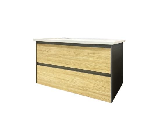 Washbasin hanging cabinet with washbasin Martat Rino 80 Oak