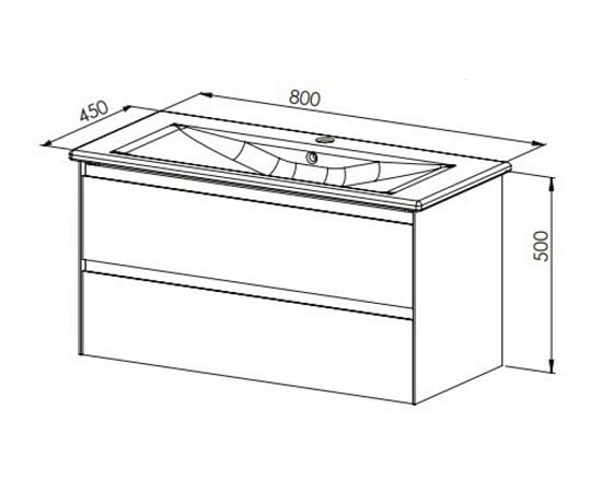 Washbasin hanging cabinet with washbasin Martat Rino 80 Oak