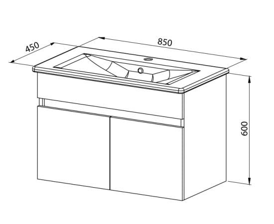 Hanging cabinet with washbasin Martat Mona 80