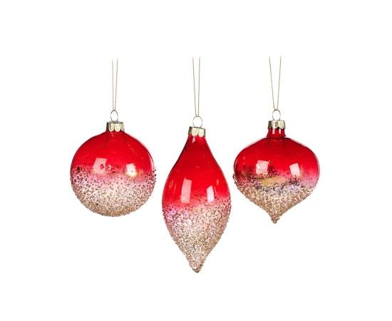 Christmas tree decoration glass ball GLASS CRASH BOTTOM BALL FIN ORN ASS 3 BURG GLD 8cm