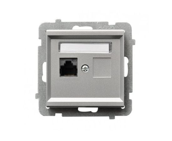 Computer socket Ospel Sonata GPK-1R/K/m/38 RJ45 Cat 5e 1 sectional matt silver