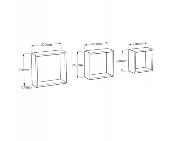 Shelf set gray square Velano FSS 100 3 pcs