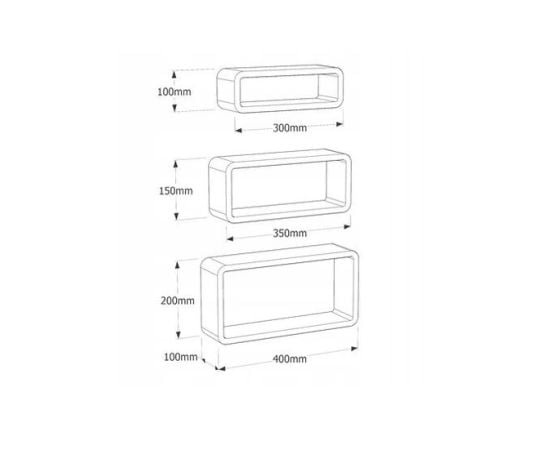 Shelf set white square Velano FOS 100 3 pieces