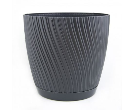 Flower pot with saucer FORM PLASTIC Mika 19 anthracite