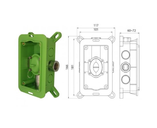 შხაპის ფარული მონტაჟის სისტემა Rubineta 625014 Kubo-1F-Uno (6в1)