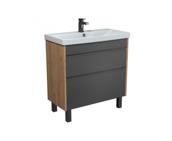 Bathroom furniture with washbasin JESSY 80-U Wood/Grey Sempre 81 cm