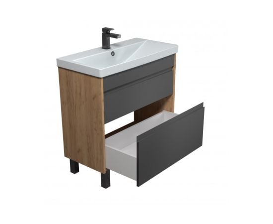 Bathroom furniture with washbasin JESSY 80-U Wood/Grey Sempre 81 cm