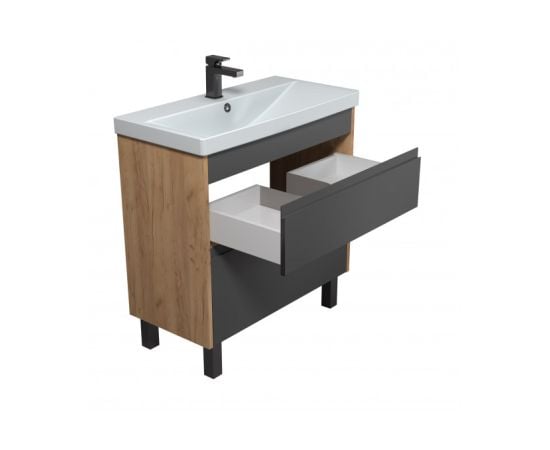 Bathroom furniture with washbasin JESSY 80-U Wood/Grey Sempre 81 cm