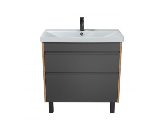 Bathroom furniture with washbasin JESSY 80-U Wood/Grey Sempre 81 cm