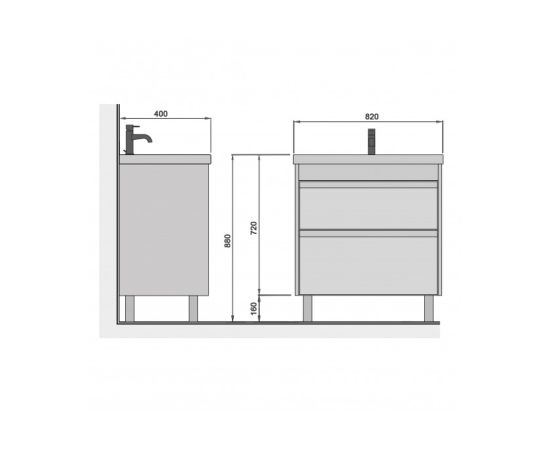 Bathroom furniture with washbasin JESSY 80-U Wood/Grey Sempre 81 cm